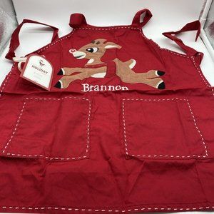 Pottery Barn Kids Apron Brannon Rudolph Reindeer Christmas Children’s Red